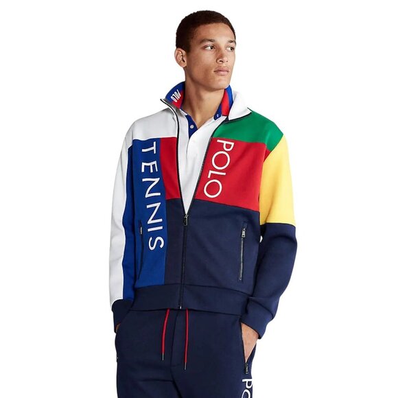 Polo Ralph Lauren Knit Tennis Jacket Multi Color Block Red Blue Yellow Green Wht - Picture 12 of 12